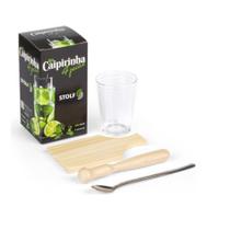 Kit Caipirinha Com Copo 265ml Tabua Socador E Colher Inox Kit Caipirinha Com Copo 265ml Tabua Socador E Colher Inox