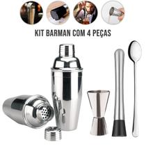 Kit Caipirinha Profissional Coqueteleira 500ml 4 Peças Inox