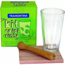 Kit Caipirinha Tramontina 3 Peça Copo Tabua Socador Kit Caipirinha Tramontina 3 Peça Copo Tabua Socador