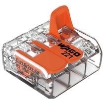 Kit caixa 30 conector de emenda wago 3 polos com alavanca cabo até 6mm 221613 Kit caixa 30 conector de emenda wago 3 polos com alavanca cabo até 6mm 221613