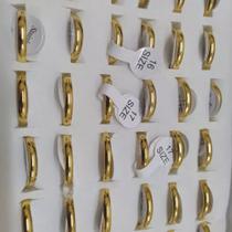 Kit caixa 36 alianças finas 3mm dourado aço inoxidável namoro/compromisso alta durabilidade