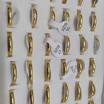 Kit caixa 36 alianças finas 3mm dourado aço inoxidável namoro/compromisso elegante