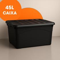 Kit Caixa 45l Com Rodinhas E Tampa Organizadora Multiuso