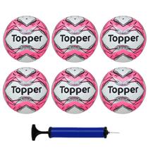 Kit Caixa 6 Bolas Futsal Topper Slick Rs + Bomba