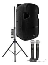 Kit Caixa Amplificada + Microfone Sem Fio Duplo Com Tripé