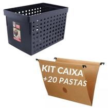 Kit caixa arquivo movel largo preto +20 pasta suspensa kraft Kit caixa arquivo movel largo preto +20 pasta suspensa kraft