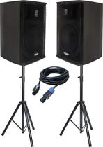 Kit Caixa Ativa Passiva Donner Dn15 700w Tripés Cabo Preto 127 220v