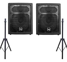 Kit Caixa Ativa Passiva Fit 140 250w Rms 8 Pol Pedestal apresentação Lazer Loja Gourmet Evento