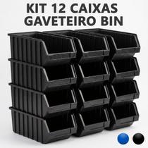 Kit Caixa BIN N7 Gaveta Plástica Empilhável Organizadora Parafusos Ferramentas Oficina Gaveteiro Preto ou Azul Kit Caixa BIN N7 Gaveta Plástica Empilhável Organizadora Parafusos Ferramentas Oficina Gaveteiro Preto ou Azul