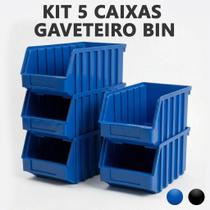 Kit Caixa BIN N7 Gaveta Plástica Empilhável Organizadora Parafusos Ferramentas Oficina Gaveteiro Preto ou Azul Kit Caixa BIN N7 Gaveta Plástica Empilhável Organizadora Parafusos Ferramentas Oficina Gaveteiro Preto ou Azul