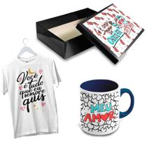Kit Caixa, Caneca e Camiseta Personalizados