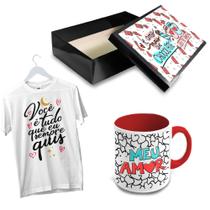 Kit Caixa, Caneca e Camiseta Personalizados