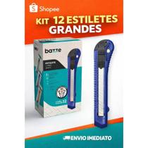 Kit Caixa com 12 Estiletes Largos Bazze B4002 Profissionais com Trava de Segurança