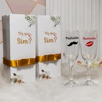 Kit Caixa Convite Individual Para Padrinho e Madrinha