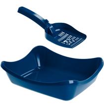 Kit Caixa de Areia Bandeja Gato Pá Higiênica Coletora Cor:Azul Kit Caixa de Areia Bandeja Gato Pá Higiênica Coletora Cor:Azul
