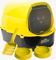 Kit Caixa De Areia Grande Banheiro Gatos Bandeja Sanitária Cor Amarelo Kit Caixa De Areia Grande Banheiro Gatos Bandeja Sanitária Cor Amarelo