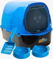 Kit Caixa De Areia Grande Banheiro Gatos Bandeja Sanitária Cor Azul