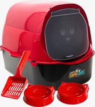 Kit Caixa De Areia Grande Banheiro Gatos Bandeja Sanitária Cor Vermelho Kit Caixa De Areia Grande Banheiro Gatos Bandeja Sanitária Cor Vermelho
