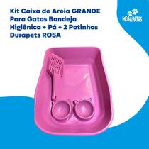 Kit Caixa de Areia GRANDE Para Gatos Bandeja Higiênica Pá 2 Potinhos Durapets