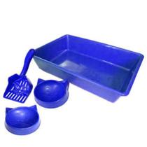 Kit caixa de areia, pá e 2 comedouro cara de azul - PET TOYS