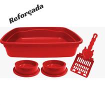 Kit Caixa de Areia para Gatos Higiênico com Pá Comedouro Bebedouro Banheira Sanitário Grande Kit Caixa de Areia para Gatos Higiênico com Pá Comedouro Bebedouro Banheira Sanitário Grande