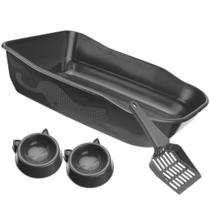Kit Caixa de Areia para Gatos Pet Grandes Banheiro Sanitario Bandeja Furba Durapets Cores:Preto Kit Caixa de Areia para Gatos Pet Grandes Banheiro Sanitario Bandeja Furba Durapets Cores:Preto