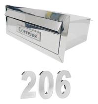 Kit Caixa De Correio + 03 Numeros Residencial De Inox Kit Caixa De Correio + 03 Numeros Residencial De Inox