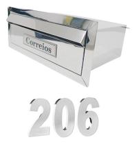 Kit Caixa De Correio + 03 Numeros Residencial De Inox