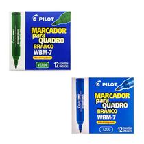 Kit Caixa de Pincel Marcador para Quadro Branco Recarregável WBM-7 24 Unidades Verde e Azul - Pilot
