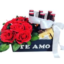 kit caixa de presentes em MDF personalizada com cerveja e chocolates - Alfaias