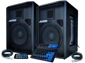 Kit caixa de som 12" 500w com mesa bt datrel portátil prof