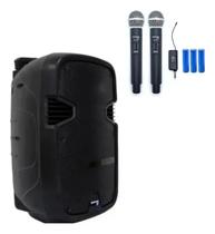 Kit Caixa De Som Amplificada Bluetooth C/2 Microfone Sem Fio Kit Caixa De Som Amplificada Bluetooth C/2 Microfone Sem Fio