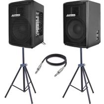 Kit Caixa De Som Ativa Passiva 400W Rms + 2 Tripe + Cabo P10