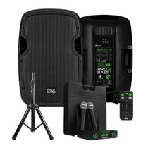 Kit Caixa de Som Ativa Pro Bass Elevate 112 + Mic + Pedestal
