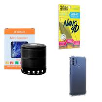 Kit Caixa de Som Bluetooth + Capinha Motorola E40 + Película 9D