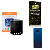 Kit Caixa de Som Bluetooth + Capinha Motorola E7 Plus + Película 3D