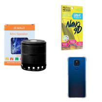 Kit Caixa de Som Bluetooth + Capinha Motorola E7 Plus + Película 9D