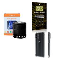 Kit Caixa de Som Bluetooth + Capinha Motorola Edge20 Pro + Película 3D - AGold