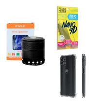 Kit Caixa de Som Bluetooth + Capinha Motorola Edge20 Pro + Película 9D - AGold