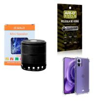 Kit Caixa de Som Bluetooth + Capinha Motorola Edge30 Neo + Película 3D