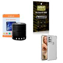 Kit Caixa de Som Bluetooth + Capinha Motorola G20 + Película 3D - AGold
