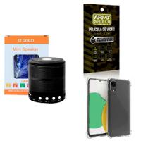 Kit Caixa de Som Bluetooth + Capinha Samsung A03 Core + Película 3D