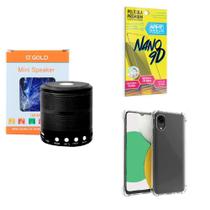 Kit Caixa de Som Bluetooth + Capinha Samsung A03 Core + Película 9D - AGold