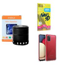 Kit Caixa de Som Bluetooth + Capinha Samsung A03 S + Película 9D - AGold