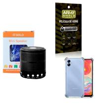 Kit Caixa de Som Bluetooth + Capinha Samsung A04 E + Película 3D - AGold