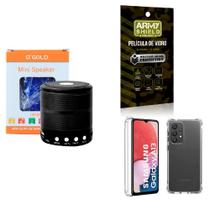 Kit Caixa de Som Bluetooth + Capinha Samsung A13 4G + Película 3D