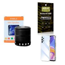 Kit Caixa de Som Bluetooth + Capinha Samsung A23 5G + Película 3D