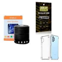Kit Caixa de Som Bluetooth + Capinha Samsung A32 4G + Película 3D