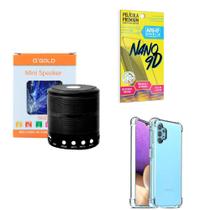 Kit Caixa de Som Bluetooth + Capinha Samsung A32 5G + Película 9D - AGold