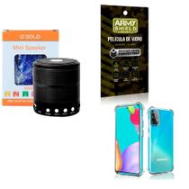 Kit Caixa de Som Bluetooth + Capinha Samsung A52 + Película 3D